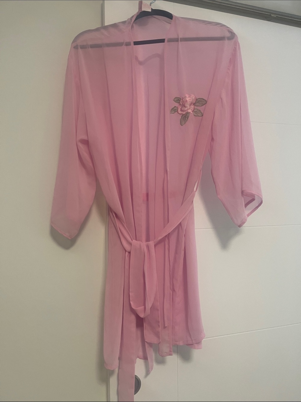 La vie en Rose, 🌹 Pink Sheer Floral Embroidered Robe - Women's Intimates